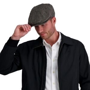 Dockers Men's Ivy Newsboy Hat & Scarf Set, Brown Herringbone